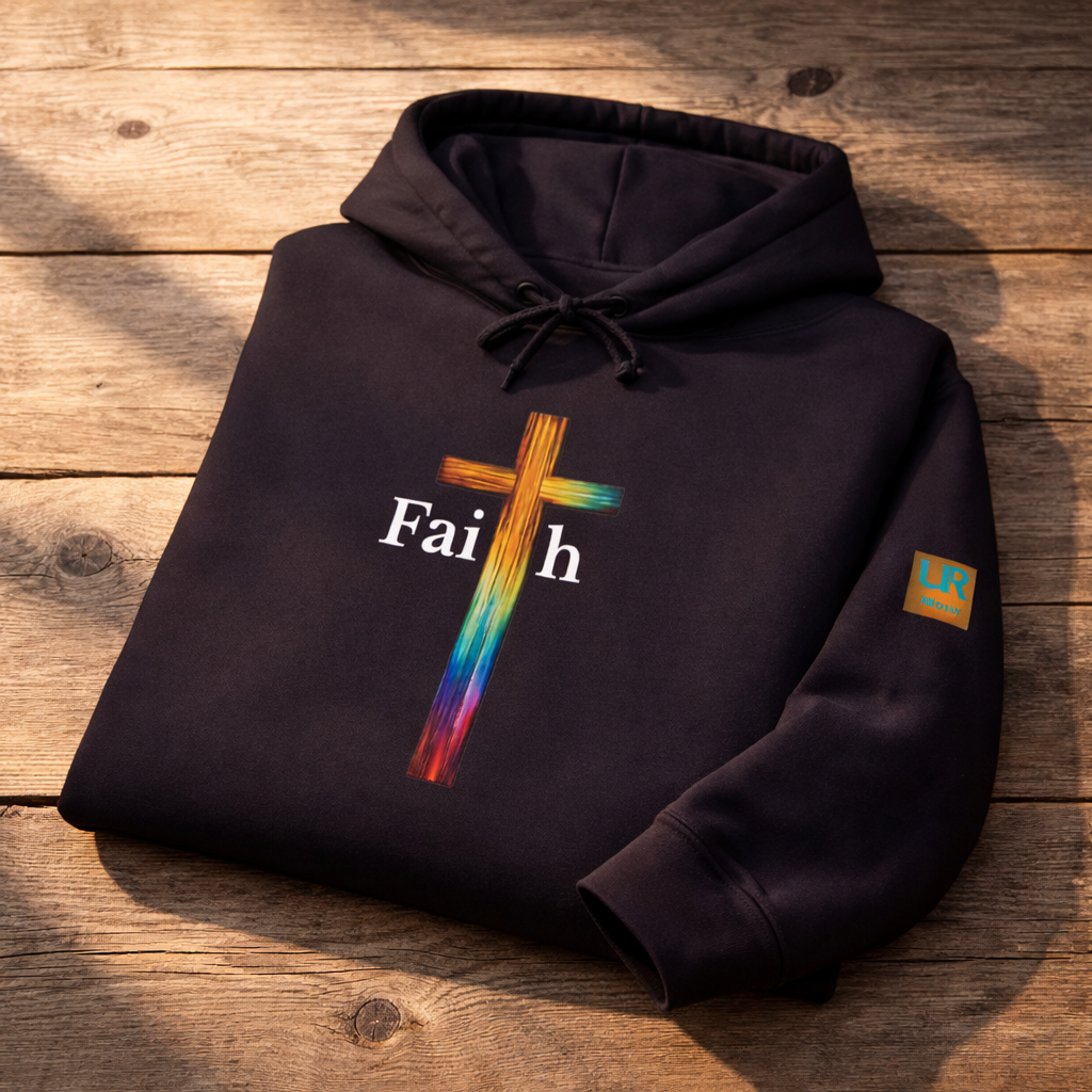 UR Worthy – Faith Cross Hoodie | Identity • Faith • Strength | Premium Heavyweight