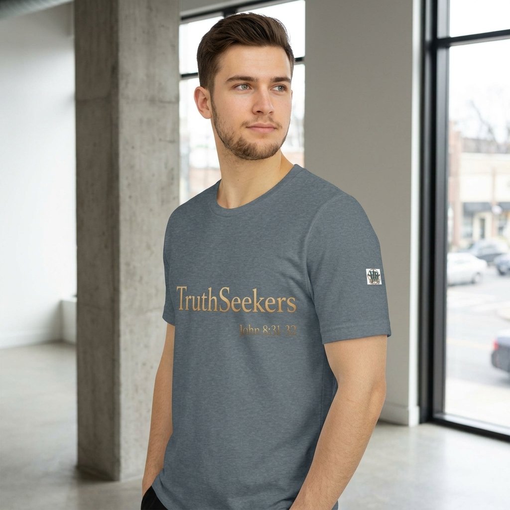 TruthSeekers Christian T-Shirt | John 8:31-32 Scripture Tee | Unisex Bella+Canvas 3001 | UR Worthy - Image 7